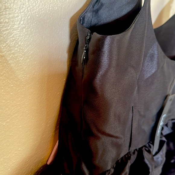 Lulus Classy Aesthetic Taffeta Dress Size M Black Pink Bow Midi Dress Pockets - Picture 12 of 15